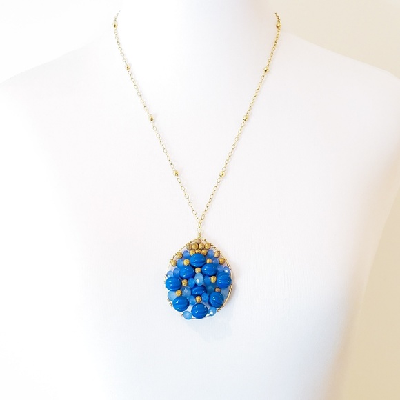 Vintage 14K GF Artisan Necklace Blue Boho Luxe - Picture 8 of 8
